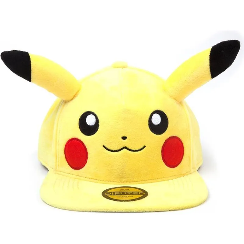 zolta-plaska-czapka-snapback-pikachu-plush-pokemon-od-difuzed