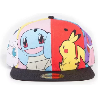 Wielobarwna, płaska czapka snapback Pikachu Squirtle Gengar Psyduck Jigglypuff Multi Pop Art Pokémon od Difuzed