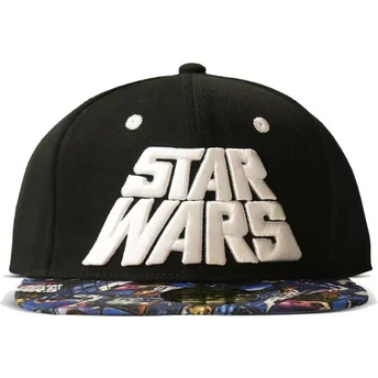 Czarna, płaska czapka snapback z nadrukiem All-Over Print Poster Star Wars od Difuzed