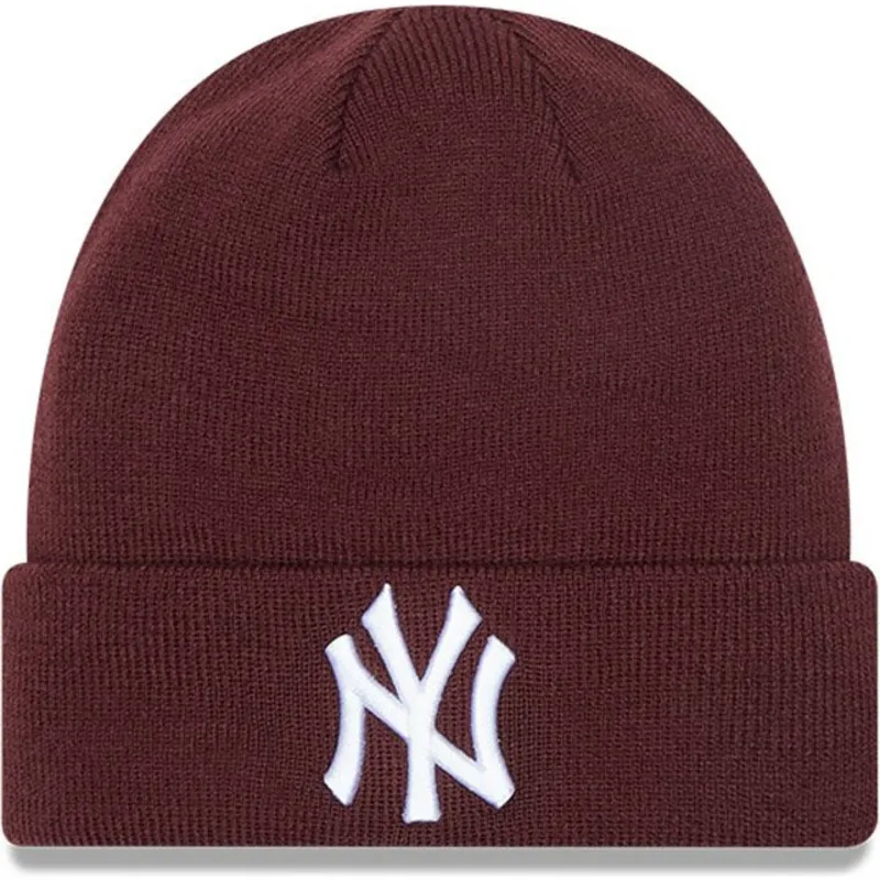 czapki-czerwony-granate-cuff-beanie-league-essential-new-york-yankees-mlb-new-era