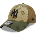 czapki-curva-zielony-tasma-regulowana-9forty-paisley-print-new-york-yankees-mlb-new-era