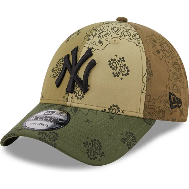 czapki-curva-zielony-tasma-regulowana-9forty-paisley-print-new-york-yankees-mlb-new-era