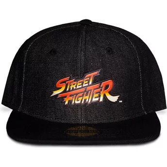 Czarna, płaskokształtna czapka snapback z logiem Street Fighter od Difuzed