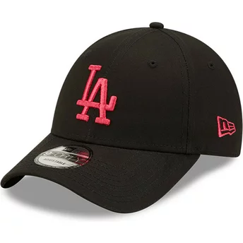 Czarna, regulowana czapka z różowym logo 9FORTY League Essential Los Angeles Dodgers MLB od New Era