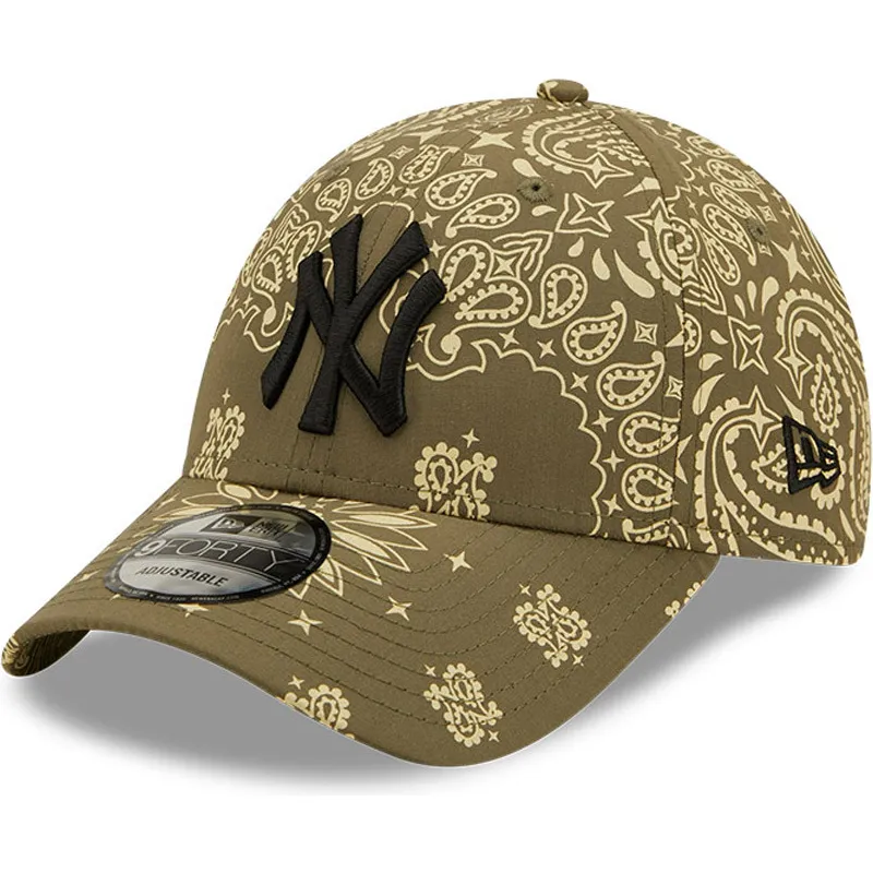 czapki-curva-zielony-tasma-regulowana-9forty-paisley-print-new-york-yankees-mlb-new-era