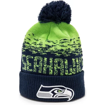 Granatowy i zielony czapka z pomponem Sport Cuff Seattle Seahawks NFL od New Era