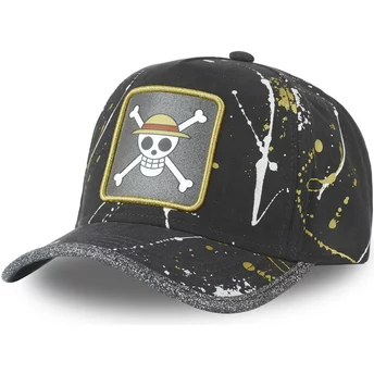 Czarna, regulowana czapka z daszkiem Straw Hat Pirates TAG LOG1 One Piece od Capslab