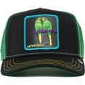 czapka-trucker-czarna-i-zielona-ptak-nierozlaczka-love-bird-twitterpated-the-farm-od-goorin-bros