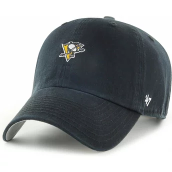 Czarna, regulowana czapka z daszkiem Clean Up Base Runner Pittsburgh Penguins NHL marki 47 Brand