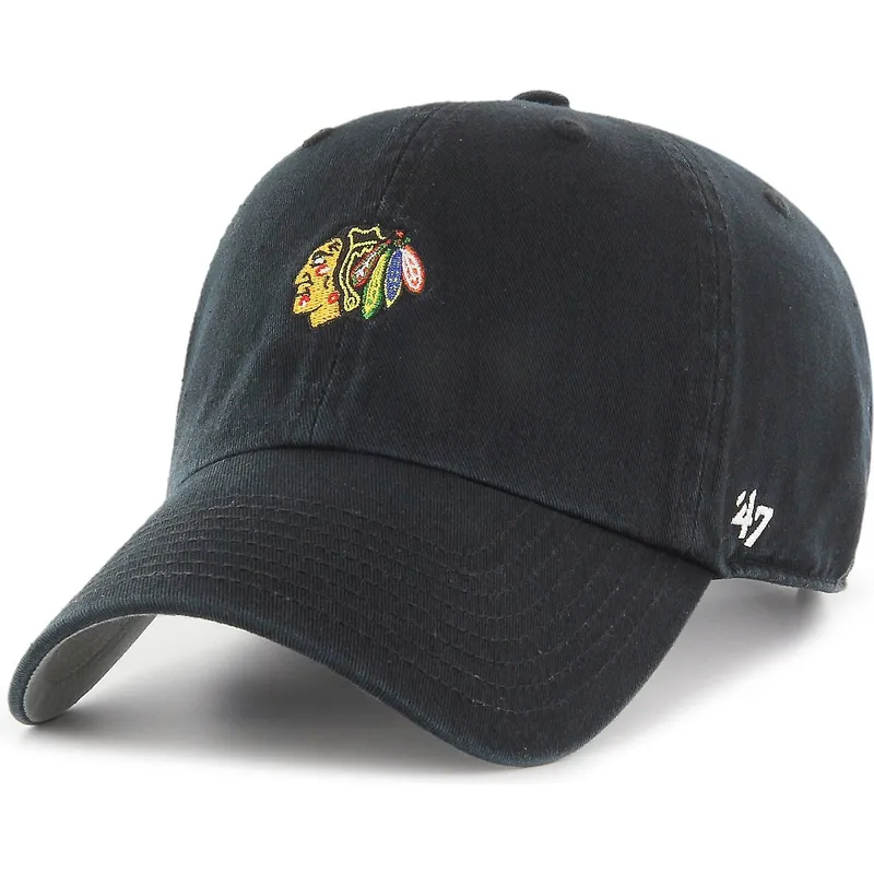 czapki-curva-czarny-tasma-regulowana-clean-up-base-runner-chicago-blackhawks-nhl-47-brand