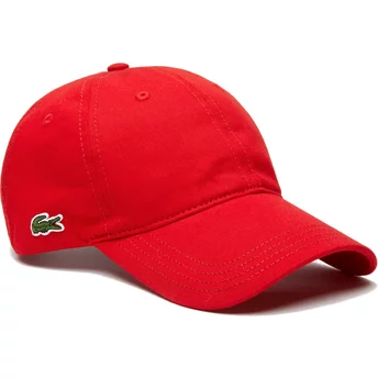 Czerwona, regulowana czapka z daszkiem Lacoste z kontrastowym paskiem