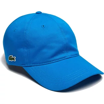 Niebieska, regulowana czapka z zakrzywionym daszkiem Lacoste z kontrastowym paskiem