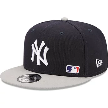 New Era Flat Brim 9FIFTY Team Arch New York Yankees MLB Navy Blue and Grey Snapback Cap