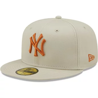 Szara, regulowana czapka z daszkiem z brązowym logo 59FIFTY League Essential New York Yankees MLB od New Era