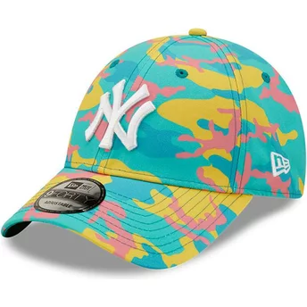 Niebieska, regulowana czapka z zakrzywionym daszkiem 9FORTY Camo Pack od New York Yankees MLB od New Era