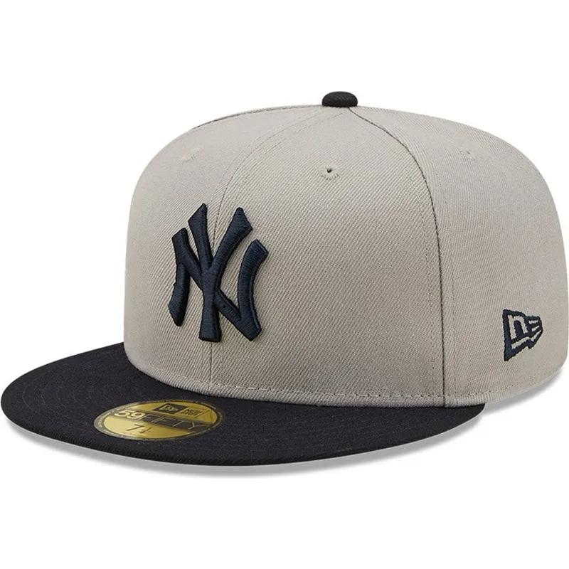 czapki-plana-szary-dopasowany-59fifty-parche-lateral-new-york-yankees-mlb-new-era