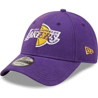 Fioletowa zakrzywiona czapka z regulacją 9FORTY Washed Pack Split Logo Los Angeles Lakers NBA New Era
