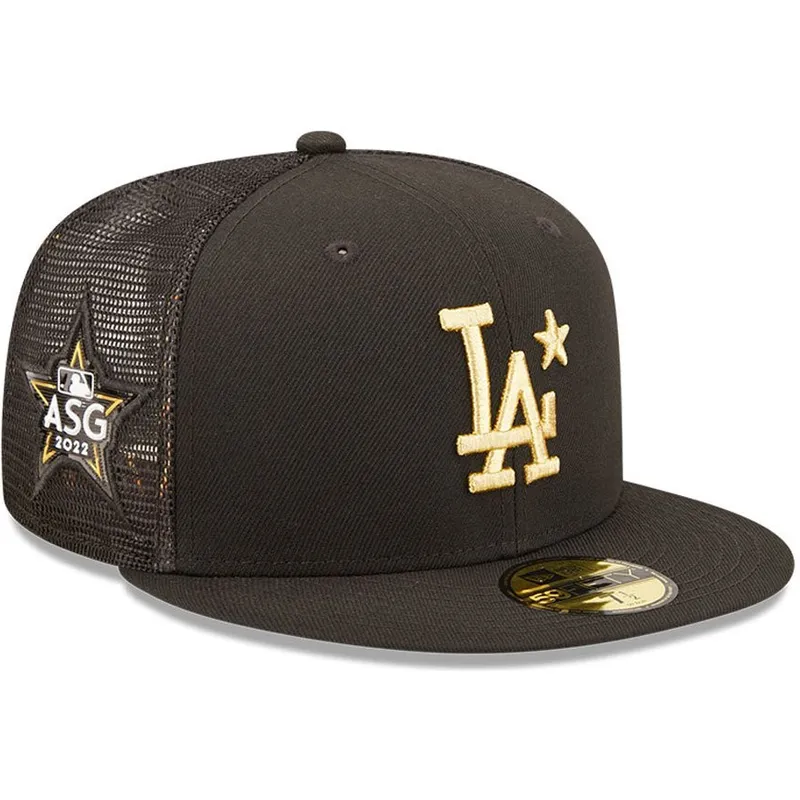 czarna-plaska-czapka-trucker-dopasowana-z-zlotym-logo-59fifty-all-star-game-los-angeles-dodgers-mlb-od-new-era