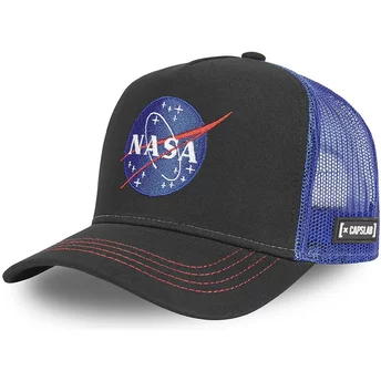 Czarna i niebieska czapka trucker NAS4 NASA od Capslab