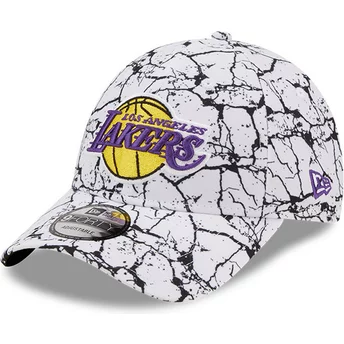 Biała regulowana czapka z daszkiem 9FORTY Marble Los Angeles Lakers NBA od New Era