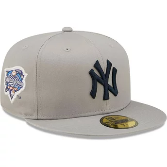 New Era Flat Brim 59FIFTY Side Patch World Series New York Yankees MLB Grey Fitted Cap