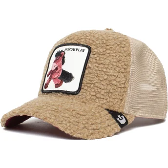 brazowa-czapka-trucker-z-barankiem-dla-dziecka-pluszowy-kon-horse-play-little-horsey-the-farm-od-goorin-bros