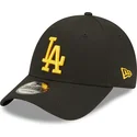 czarna-zakrzywiona-regulowana-czapka-z-zoltym-logo-9forty-league-essential-los-angeles-dodgers-mlb-od-new-era