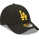 czarna-zakrzywiona-regulowana-czapka-z-zoltym-logo-9forty-league-essential-los-angeles-dodgers-mlb-od-new-era