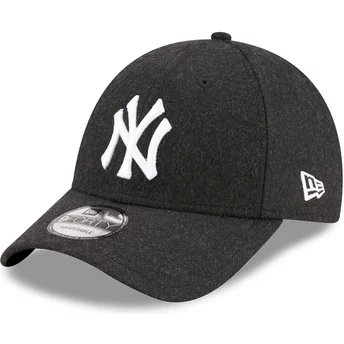 Czarna, regulowana czapka z daszkiem 9FORTY The League Melton Wool New York Yankees MLB od New Era