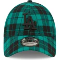 new-era-curved-brim-black-logo-9forty-plaid-los-angeles-dodgers-mlb-dark-green-adjustable-cap