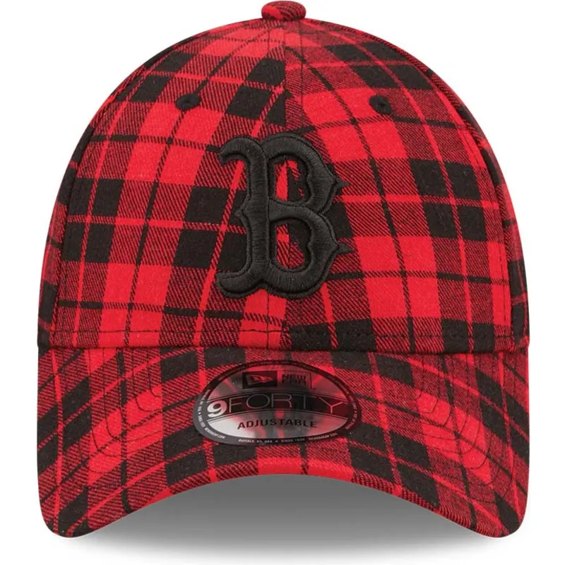 czapki-curva-czerwony-tasma-regulowana-negro-9forty-plaid-boston-red-sox-mlb-new-era