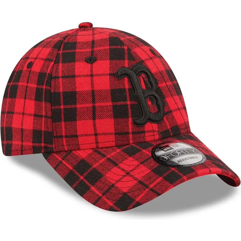 czapki-curva-czerwony-tasma-regulowana-negro-9forty-plaid-boston-red-sox-mlb-new-era
