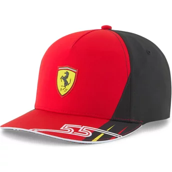 Czerwono-czarna, zakrzywiona czapka snapback SF Carlos Sainz od Ferrari Formula 1 od Puma