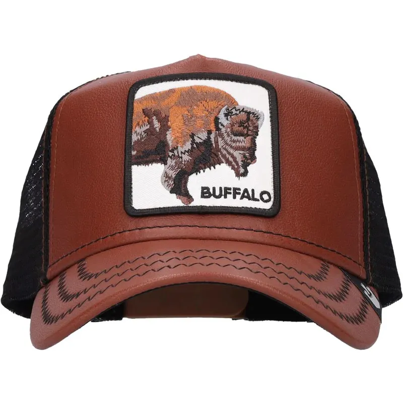 czapka-trucker-brazowo-czarna-z-bizonem-buffalo-caulk-the-wagon-the-farm-od-goorin-bros