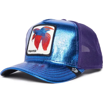 czapka-truckerka-niebiesko-fioletowa-z-syjamska-rybka-bojowa-fighter-blue-light-metallic-the-farm-od-goorin-bros