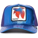 czapka-truckerka-niebiesko-fioletowa-z-syjamska-rybka-bojowa-fighter-blue-light-metallic-the-farm-od-goorin-bros