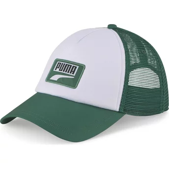 Puma Logo White and Green Snapback Trucker Hat