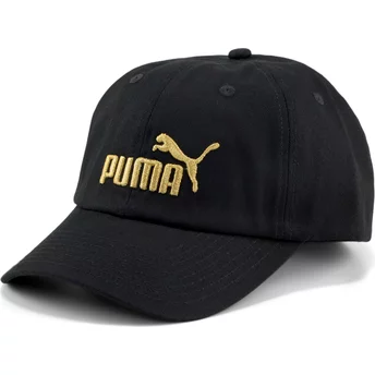 Czarna, regulowana czapka z daszkiem z logo Essentials w kolorze złotym od Puma