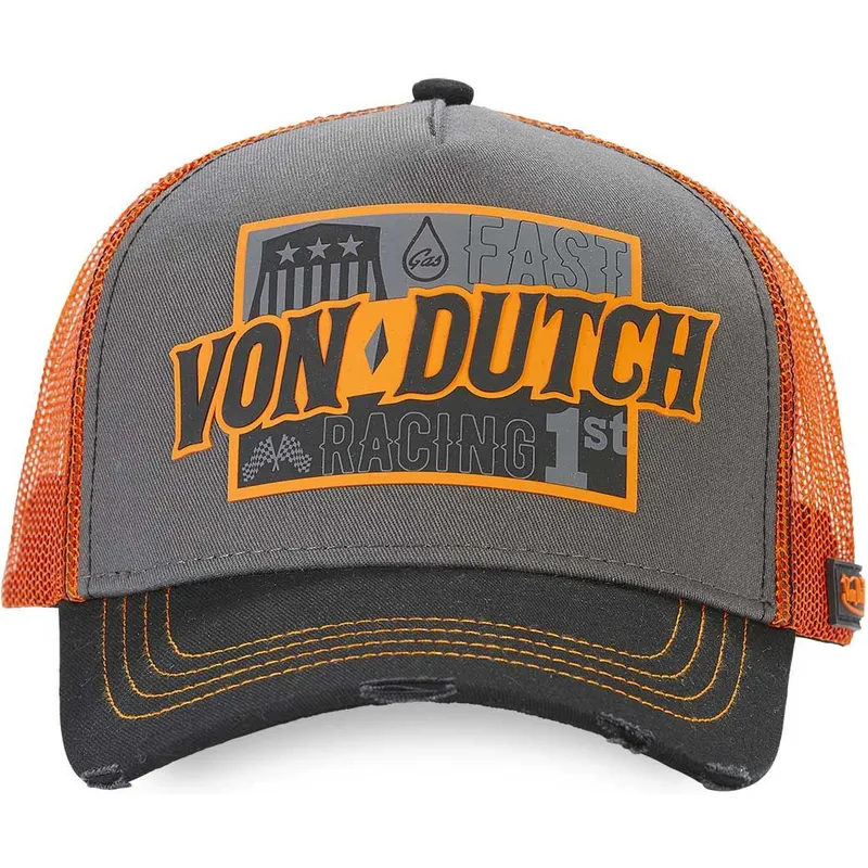 czapka-trucker-szara-i-pomaranczowa-fast-racing-arac-gre-von-dutch
