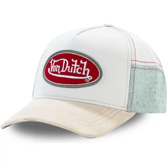 Biała i beżowa czapka snapback z zakrzywionym daszkiem KYS od Von Dutch