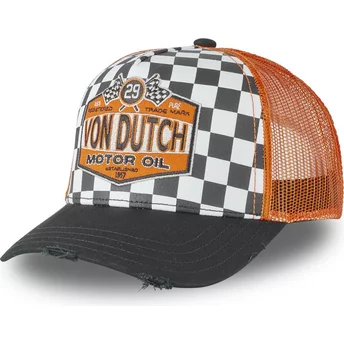 Czarna i pomarańczowa czapka trucker Motor Oil OIL od Von Dutch