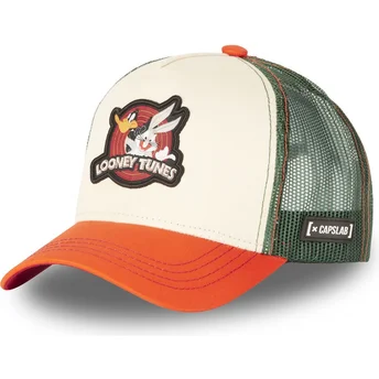 czapka-trucker-bezowa-zielona-i-pomaranczowa-bugs-bunny-i-kaczor-daffy-lo2-looney-tunes-od-capslab