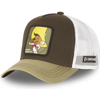 Brązowa i biała czapka trucker Speedy Gonzales CAS SPE2 Looney Tunes od Capslab