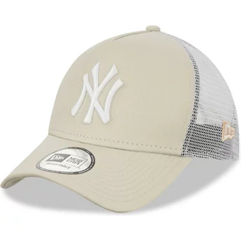 Beżowo-biała czapka trucker 9FORTY A Frame New York Yankees MLB od New Era