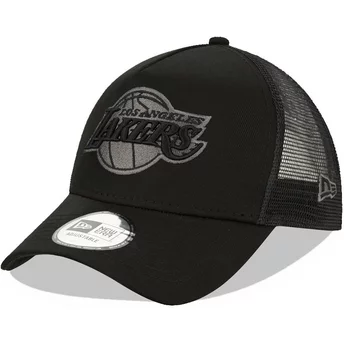 Czarna czapka trucker z czarnym logo 9FORTY A Frame Tonal Los Angeles Lakers NBA od New Era