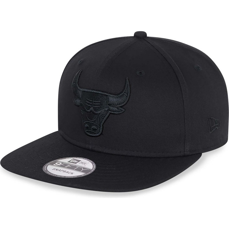 new-era-flat-brim-black-logo-9fifty-chicago-bulls-nba-black-snapback-cap