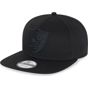 Czarna płaska czapka snapback z czarnym logo 9FIFTY Las Vegas Raiders NFL od New Era