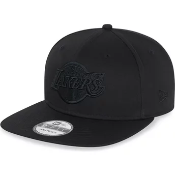 Czarna, płaska czapka snapback z czarnym logo 9FIFTY Los Angeles Lakers NBA od New Era