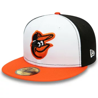 Biała, czarna i pomarańczowa regulowana czapka 59FIFTY Authentic On Field Baltimore Orioles MLB od New Era