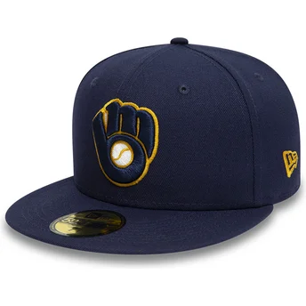 Granatowa dopasowana czapka z daszkiem 59FIFTY Authentic On Field Milwaukee Brewers MLB New Era